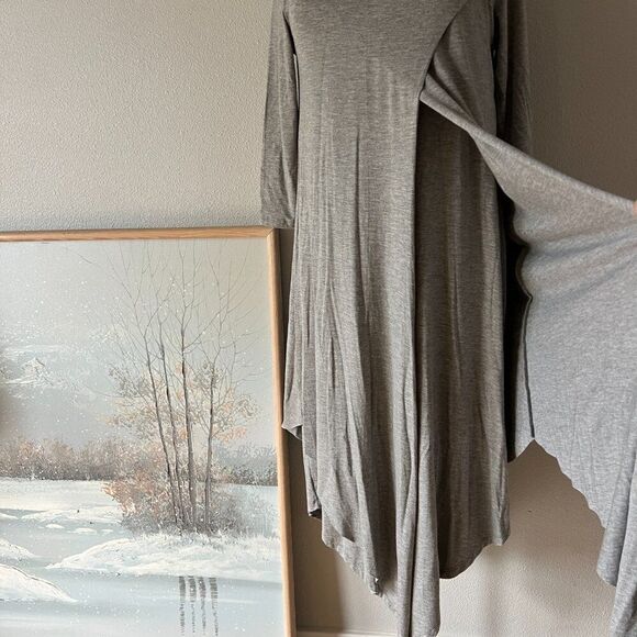 Soft Surroundings Alexandra Stretchy Jersey Knit L/S Maxi Dress heather grey sm - Picture 6 of 8